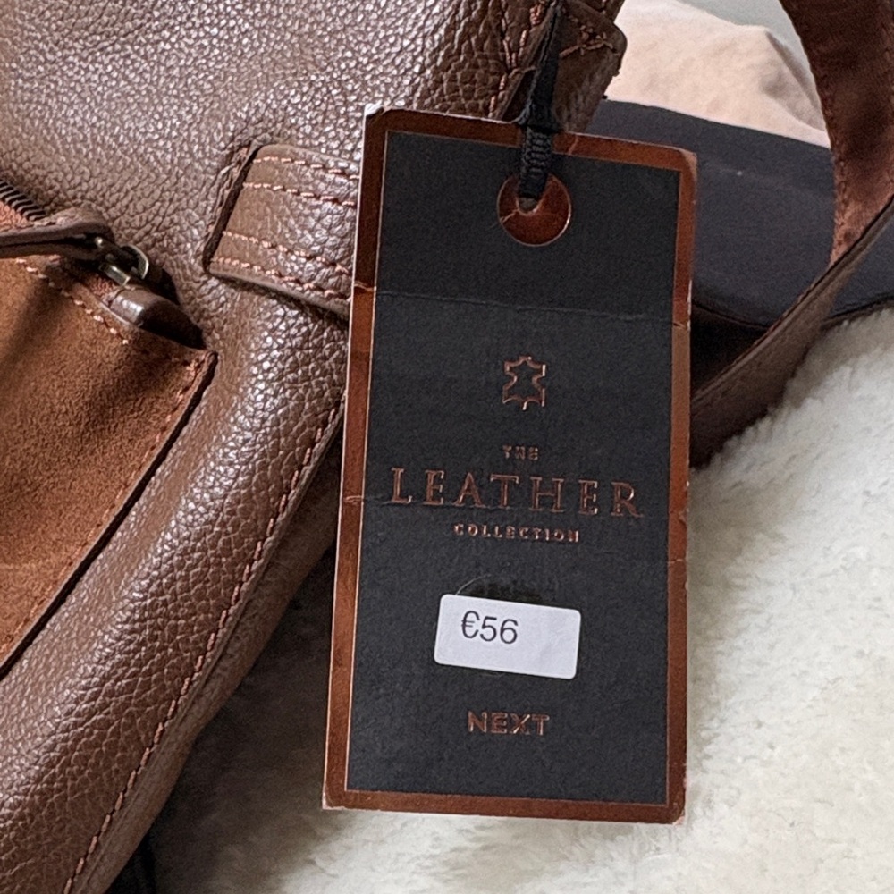 Genuine Leather & Suede Crossbody satchel Bag with Ring Detail closure - Picture 4 of 6